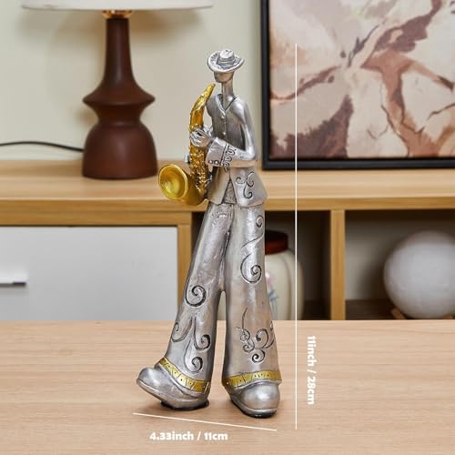 Figura Decorativa Saxofonista Jazz Nostálgico en Resina miniatura 3