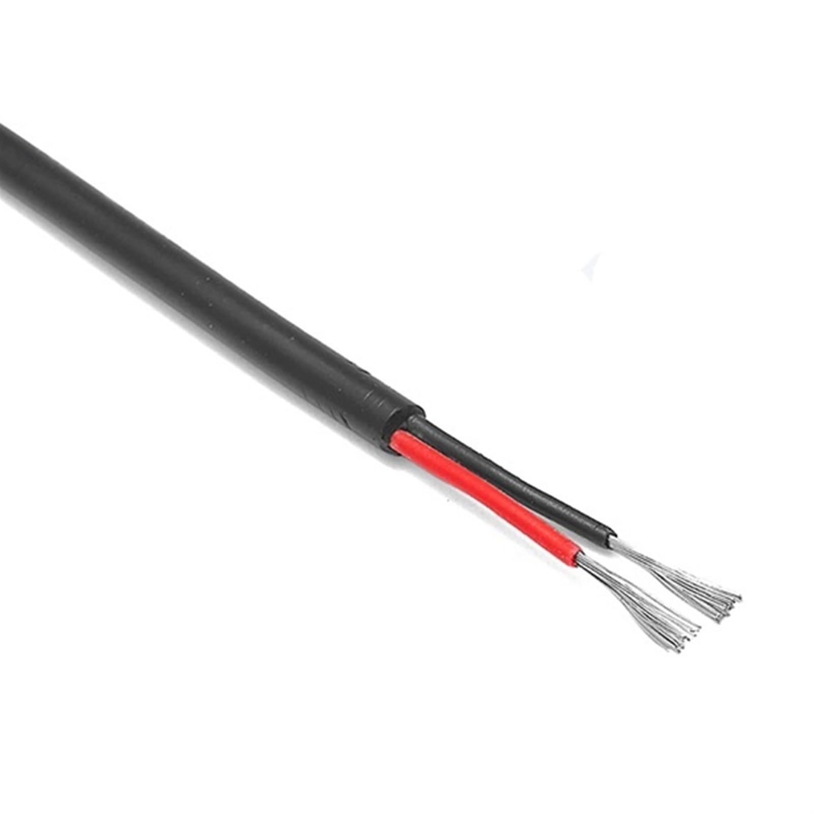 Troncalización Sólido Cable de luces LED con revestimiento de PVC, cable de altavoces de 12 V for exteriores, negro redondo flexible de 24 AWG, cable eléctrico de proyecto de audio de 2-100 m Conector