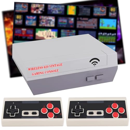 Wireless Retro Game Console, Classic Mini TV Gaming Console, Built-in 620 Video Games with 2 Wireless Controllers, AV Output 8-Bit Game System - Plug and Play, Nostalgia Gifts for Christmas