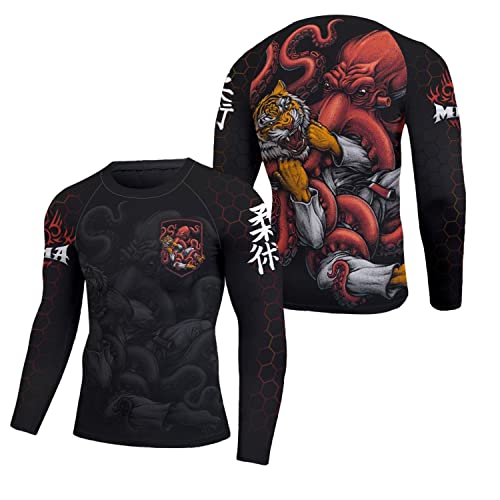 365CUSGIFTS Octopus Tiger MMA BJJ Rash Guard 2XL