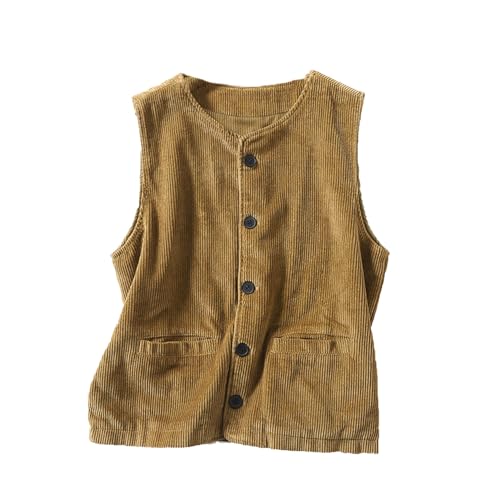 HGps8w Womens Corduroy Vest Summer Sleeveless Tank Tops Casual Crew Neck Button Down Fashion Vest with Pockets