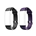 Letsfit ID130Plus HR Replacement Bands, Adjustable Accessory Bands for Fitness Tracker ID130Plus HR, ID130Plus Color HR, 2 Pack (Black, Purple)