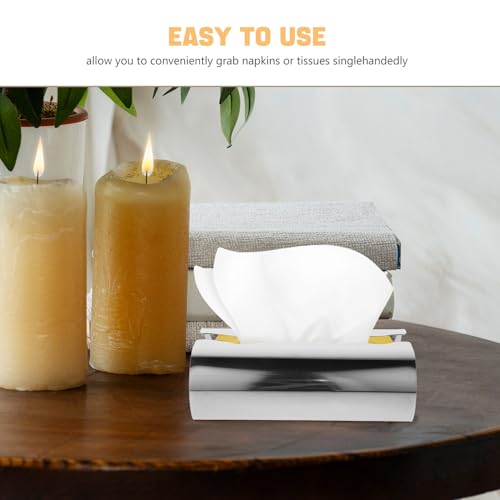 Boîte à mouchoirs multi-usage nordique argenté en acier inoxydable pour maison moderne - 4