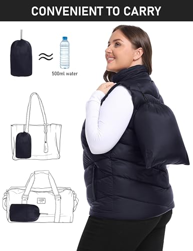 MoFiz Womens Plus Size Puffer Vest Packable Quilted Puffy Vest Lightweight Winter Outerwear Vests for Hiking Vacation3