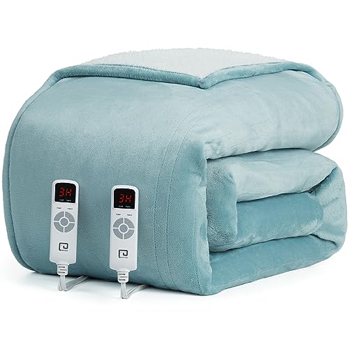 EHEYCIGA Electric Blanket Queen Size - 9 Heating Levels, 10 Hour Auto Off, Soft Cozy Sherpa, Dual Control, Fast Heating, 84 x 90 Inches