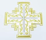 Embroidered Cross Patch Iron on Applique - Jerusalem Cross (10" x 10")