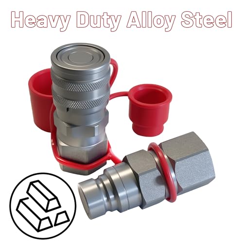 Image of 1 /2 inch SAE Flat Face Hydraulic Quick Connect Coupler Set,(3 /4 inch-16 ORB) Thread, 1 /2 inch Body,5076 PSI, ISO 16028, Fit for Skid Steer & Compact Equipment