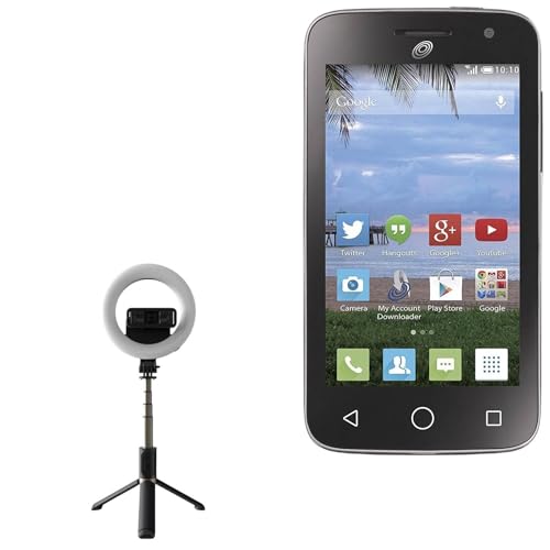 BoxWave Stand and Mount Compatible with Alcatel OneTouch Pop Star - RingLight SelfiePod, Selfie Stick Extendable Arm with Ring Light - Jet Black