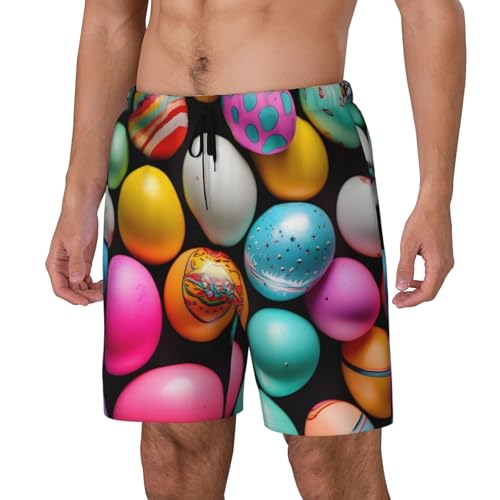 Easter Eggs Men's Soft Double Swim Shorts, Lounge Swiming Shorts Pants Breathable Summer2