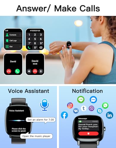 Image of Smart Watches for Men Women with GPS Built-in, Answer /Make Calls, 1.95 inch Smartwatch for iPhone /Android Phones, Fitness Watch with Heart Rate /Sleep Monitor 100+ Sports Modes IP68 Waterproof (Black)