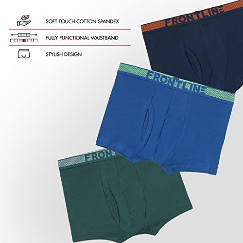 Image of Rupa Frontline Colors Kids Front Open Mini Trunks | Soft-Touch Cotton Stretch | Snug Fit | Breathable Fabric | Pack of 2