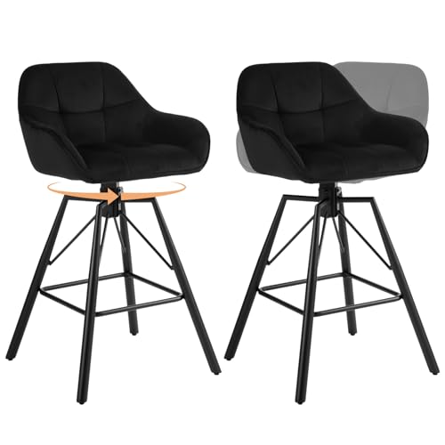 Taburetes Altos de Cocina Negro con Respaldo Marca WOLTU