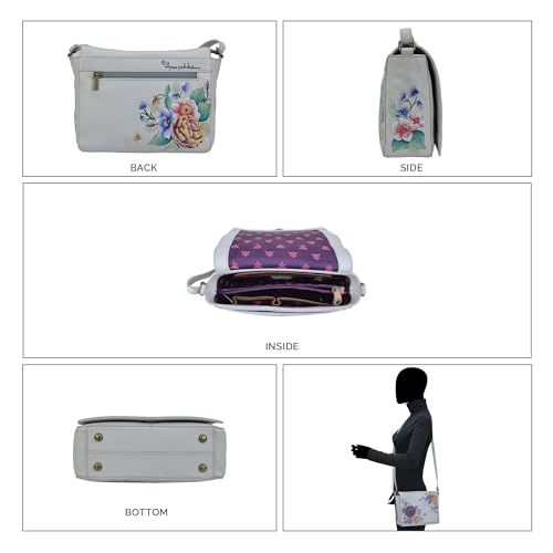 Image of Anuschka Women's Leather Crossbody Bag - Hand-Painted Genuine Leather Handbag with Adjustable Strap - 683, Crossbody Bag