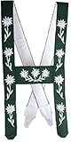Herren Trachten Allgäuer Edelweiss Hosenträger Handgestickt grün mit weißem Stick, Hosenträger:10-140 cm