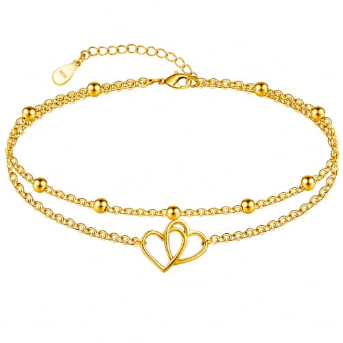 Image of CHIC & ARTSY 925 Sterling Silver Ankle Bracelets for Women, Adjustable Layered Foot Chains with Nature & Symbol Charms, Lightweight Comfort Fit Boho Beach Everyday Jewelry
