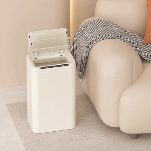 Papelera inteligente con sensor 13L acero inox blanco miniatura 3