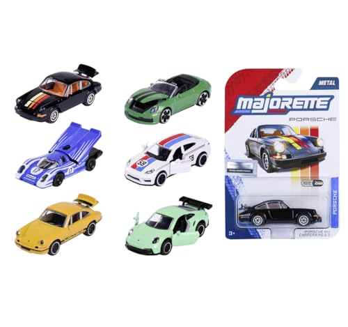 Majorette Porsche Premium Cars colección Ride Cool Metal Escala 1:64 7,5 cm – Coches con Partes móviles y Licencia Oficial Porsche – Recibes 1 Coche Aleatorio de 6 Modelos (8502100002)