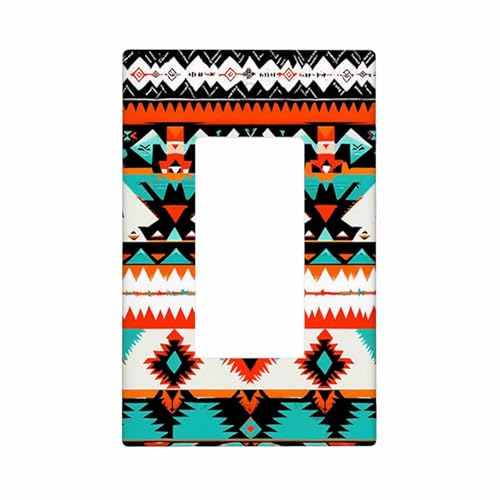 Moslion Aztec 1 Gang Outlet Covers Geometric Diamond Triangle Ethnic Wall Plate Single Rocker Switch Plug Cover Home Decor for Living Room Bathroom