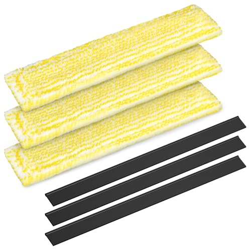 Ancable 3 Stück Gummilippe und 3 Stück Mikrofaser Wischbezug für Kärcher Fenstersauger Ersatzteile Zubehör, Kompatibel mit WV2 WV5 WV6 Plus Premium WV Sprühflaschen Set