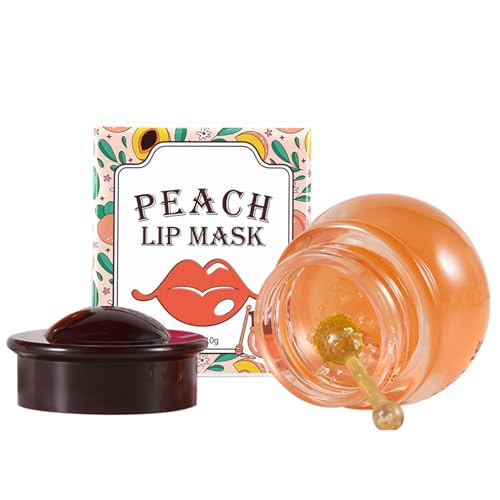 labial de durazno y miel, mascarilla de labios durante la noche, removedor de piel muerta, hidratación profunda, fórmula nutritiva, 10 g, perfecto para labios secos y agrietados, proporcionand