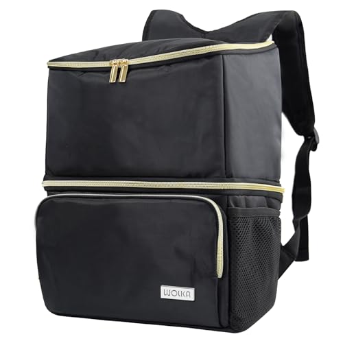 Image of Wolka Breast Pump Bag with Dual Insulated Compartments & Removable Divider,Pumping Bag for Baby Bottle,Breast Milk Cooler Travel Bacpak,Fit Most Breast Pumps Like Medela, Spectra S1,S2, Evenflo