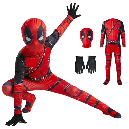 FainFun Costume Deadpool Enfant – Combinaison/Justaucorps pour Carnaval et Halloween (XL)