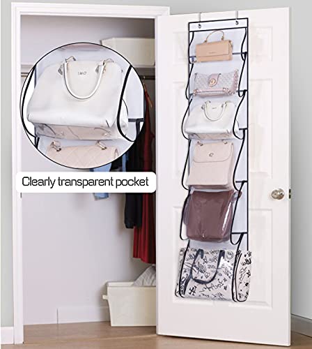 Misslo 6 Clear Pockets Over Door Organizer For Handbags, Caps, Accessories (White) #TOP1