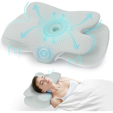 Cervical Neck Pillow Effective Pain Relief Ergonomic Pillow Memory Foam Cervical Pillow for Neck Support,Odorless Orthopedic Contour Cooling Pillows, Bed Pillow for Back Stomach Sleeper(Ash Grey) Cover