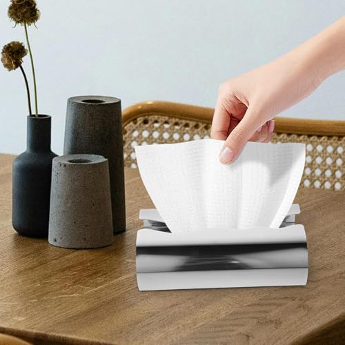 Boîte à mouchoirs multi-usage nordique argenté en acier inoxydable pour maison moderne - 8