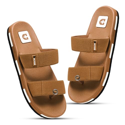 Image of DOCTOR HEALTH SUPER SOFT Tan Slipper for Mens Diabetic & Comfortable || Skid Resistant Flip-Flop & Sliders for Mens