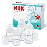 NUK Perfect Match Glass Baby Bottles Set | 3+ Months | Adapts to Baby's Palate | Temperature Control | Anti Colic Vent | 120 ml & 230 ml | BPA-Free | Silicone Teats | Rainbow | 4 Count