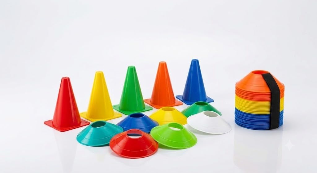 6 Training Cones + 10 Mini Soccer Disc Cones Combo Kit | Multi-Color Agility Training Set | Football, Soccer, Cricket, Basketball & Fitness Drill Equipment for Kids & Adults-image-12