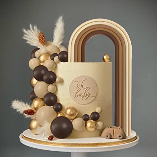 Rainbow Cake Toppers Colorful Balls Cake Decorations For Wedding Baby Shower Girls Boys Birthday Party Supplies (Brown) #TOP2