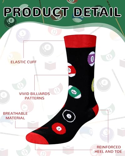 Haysandy 6 pares de meias de bilhar masculinas divertidas meias esportivas de algodão coloridas eleg
