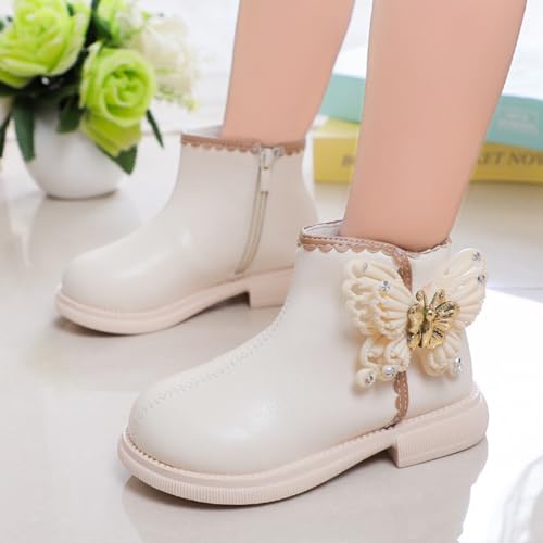 Girl's Ankle Boots Bowknot Side Zipper Princess Low Heel Leatherette Dress Booties Shoes for Toddler/Little Kid2