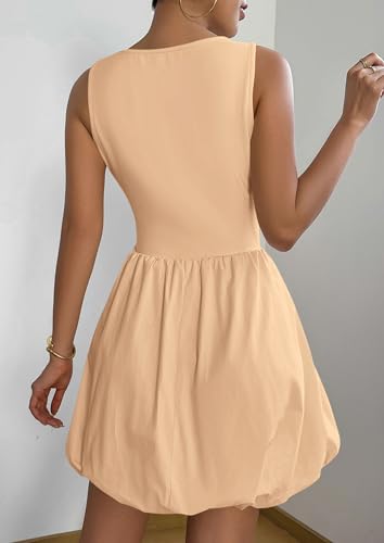 Image of PRETTYGARDEN Summer Dresses for Women 2026 Casual Mini Short Cocktail Dress Sleeveless Tank Crew Neck Bubble Sundress Pockets