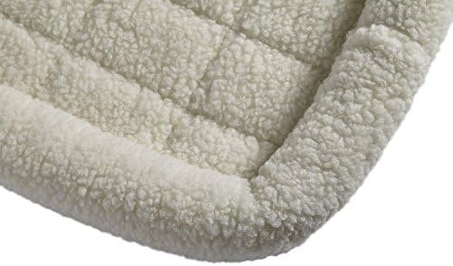 Midwest Homes for Pets 54cm x 33cm x 6.5cm White Fleece Dog or Cat Bed, Comfortable Bolster Dog Bed, Fits a 55.88cm Long Dog Crate, Easy Maintenance Machine Wash and Dry, White, 40222 - 2