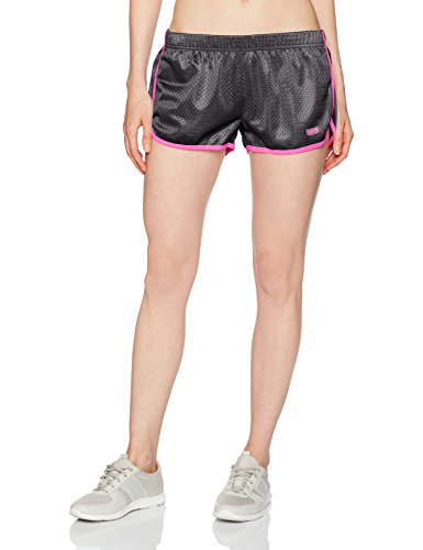 Soffe Women's Retro Mesh Short, Black/Pink Glo, Medium