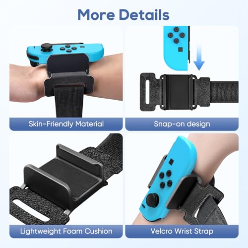 Upgraded Wrist Bands for Just Dance 2020 Nintendo Switch, YUANHOT Adjustable Elastic Dance Straps for Switch Joy-Con Controllers, 2 Pack for Kids and Adults - Black