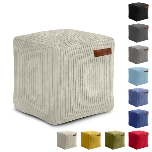 Green Bean Indoor Cord Sitzhocker Pouf Cube 40x40x40cm mit EPS-Perlen Füllung - kuschelig weich waschbar - die ideale Ergänzung zum Sitzsack für Kinder & Erwachsene - Beige Green Bean Indoor Cord Sitzhocker Pouf Cube 40x40x40cm mit EPS-Perlen Füllung - kuschelig weich waschbar - die ideale Ergänzung zum Sitzsack für Kinder & Erwachsene - Beige