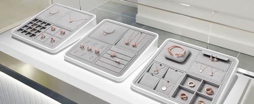 Microfiber 4 Slots Jewelry Earring Display Tray Professional Display Props Earring Display Organizer Tray(Beige-03)