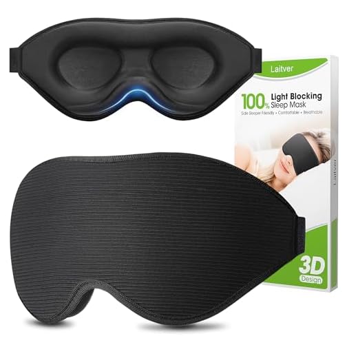 Laitver Masque de Nuit Homme/Femme, Masque de Sommeil Anti-Lumière, Zéro Pression Oculaire & Design Elargi sur le Côté, Doux & Confortable Réglable pour un Sommeil Paisible