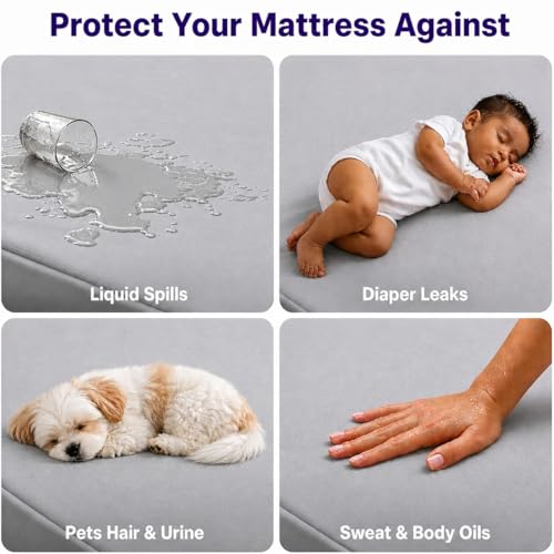 Image of Waterproof Mattress Protector 6x6.5 Feet (72x78) | Elastic Fitted Bedsheet | Soft & Durable Gadda Cover Dustproof By Bharat Griha BG16
