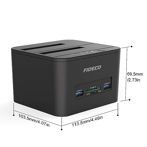 Image of Tobo USB 3.0 to SATA Hard Drive Docking Station, Dual-Bay Hard Drive Dock with TF & SD Card Slots for 2.5 /3.5 Inch SATA HDD SSD, Support TD-1043HS