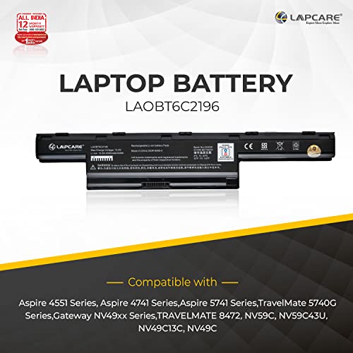 Lapcare BIS Certified Compatible Laptop Battery with 1 Year Plan for Acer Aspire E1-421, 431, 471, 521, 531, 571 G AS10D81-(Black) - Image 5