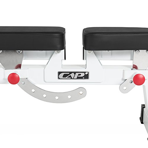 CAP+ Commercial Grade Three-Way Utility Bench - Adjustable Weight Bench Heavy Duty Workout Bench for Full Body Workout (White)