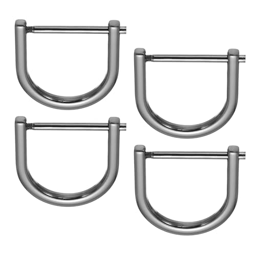 PATIKIL 1 D-Rings Screw in Shackle, 4 Pcs Horseshoe U Shape D Ring Zinc Alloy Semicircle Buckles Replacement for Purse Keychain Collar Accessories Craft, Black