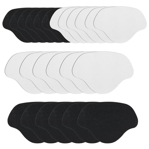 Image of Inside Shoe Heel Repair Patches, Self-Adhesive Shoe Hole Patch Kit for Sneaker Mesh Sports Tennis Work Hiking, Quick Fix for Inner Heel or Toe Holes (Black & White (24 Pcs, 7 /8.5 cm))