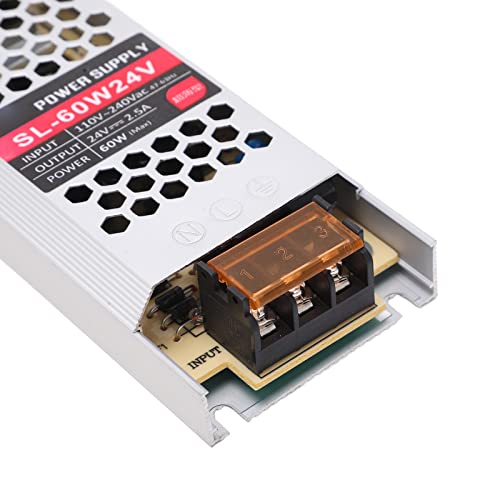 Image of 60W 24V 2.5A Ultra Thin Power Supply, Universal Regulated Switching LED Driver Transformer AC 110V-240V to DC 24V for LED Strip Lights
