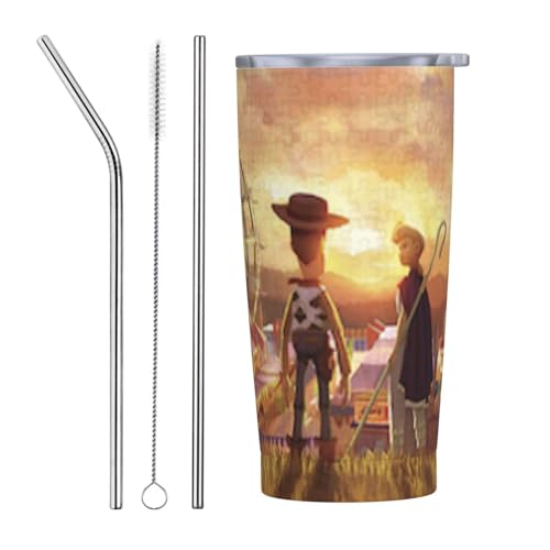 トイ・ストーリー アニメ ストロー&ストローブラシ付き マグカップ コーヒーカップ 600ml コンビニカップ タンブラー ステンレス製 保冷 保温 車用 蓋付き 持ち運び 水筒 大容量 直飲み キャラクター 人気 プレゼント